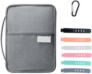 Tas per Documenti - Waterresistente - Porta Passaporto - Custodia per Carte e Documenti - Nylon - Inclusi 6 Cinturini per Cavi - Maniglia per Maggiore Comodità di Trasporto - Documenti di Viaggio