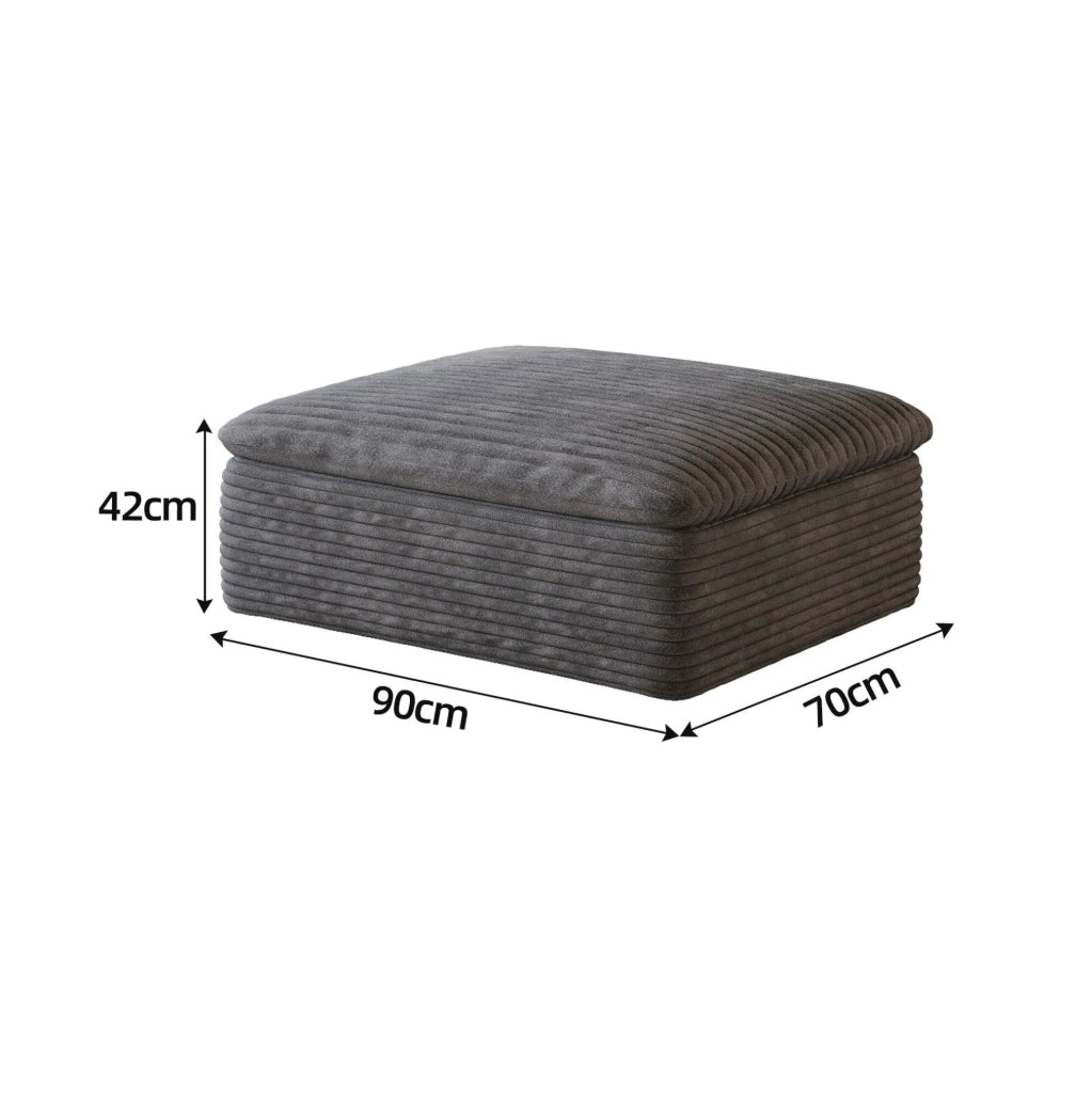Divano modulare in tessuto grigio scuro con supporto in schiuma; design componibile