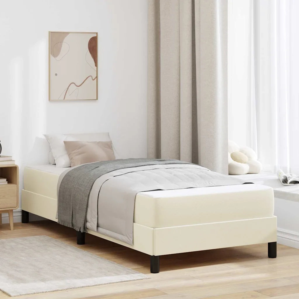Struttura del letto con materasso Crema 100 x 200 cm Tessuto