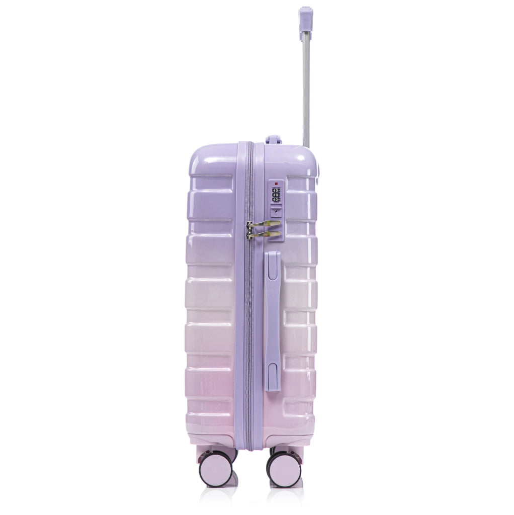 Set Valigie Rigide BEAUNIV PC 20" + Borsa Cosmetici 14" Viola con Serratura a Combinazione