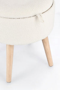 Sgabello Contenitore Ø 39x42,5 cm Zoya in Bouclè Bianco