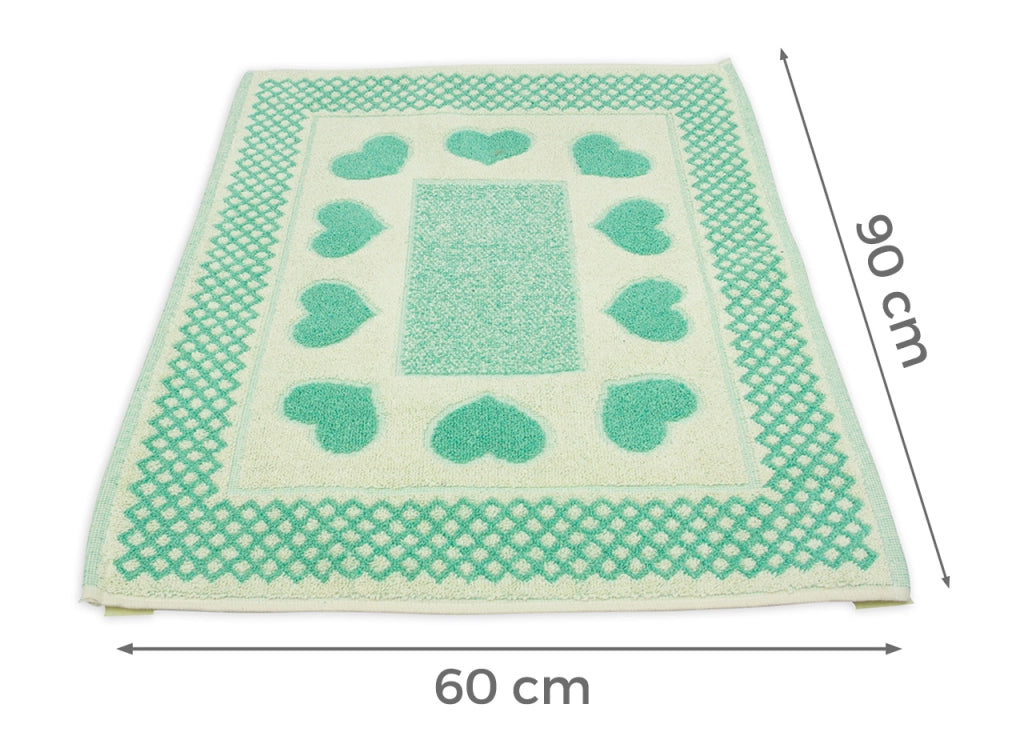 Tappeto Bagno Doccia Spugna Tappetino Assorbente Cotone Pelo Corto Mod. Love O.B - 60x90 - Verde Acqua