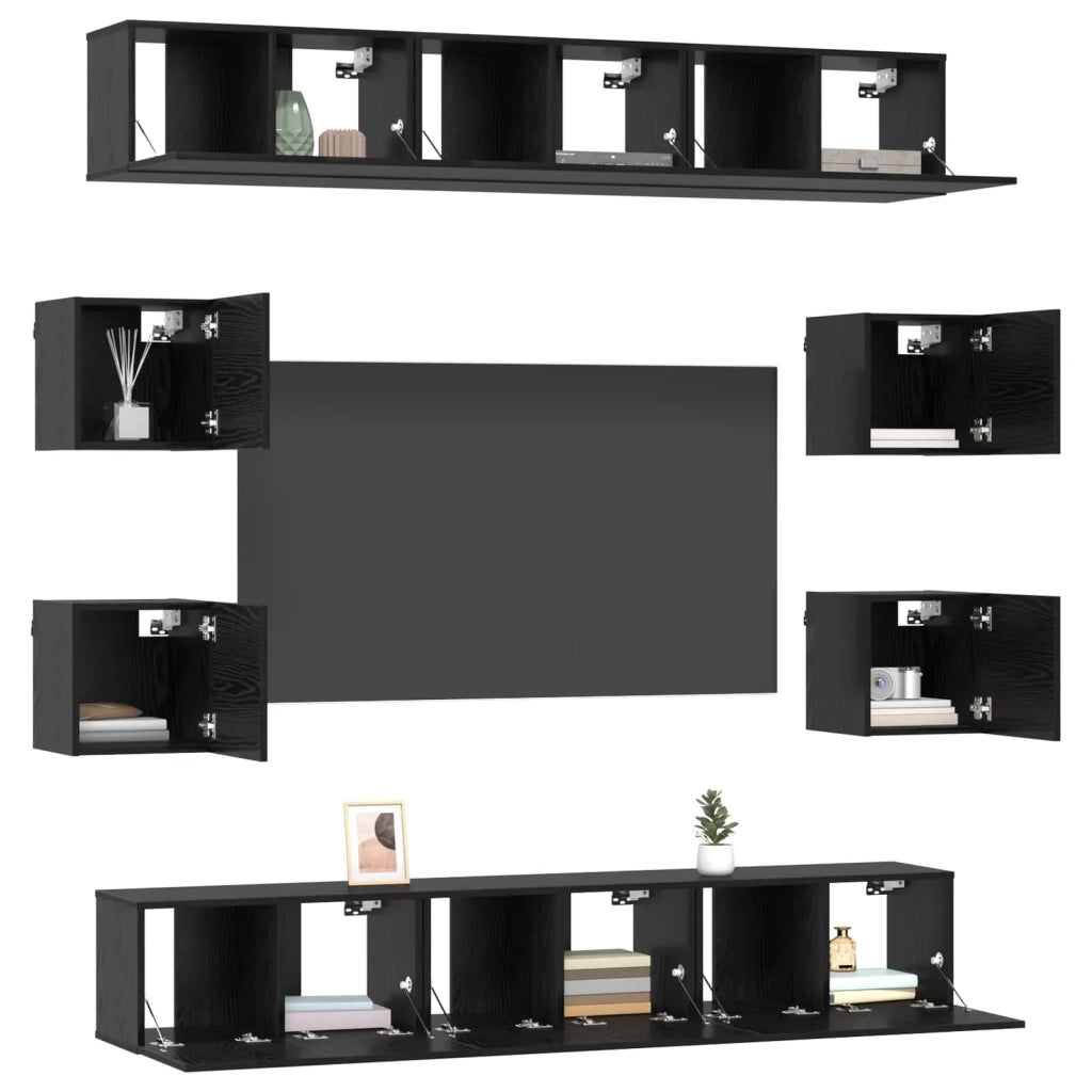 Set mobile TV 10 pcs 180 x 30 x 30 cm Rovere Nero