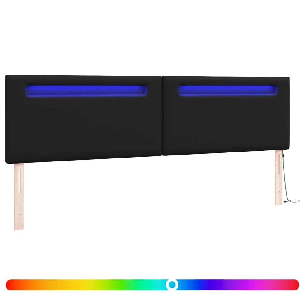Testiera | Testata LED Nero 200 cm Pelle Sintetica