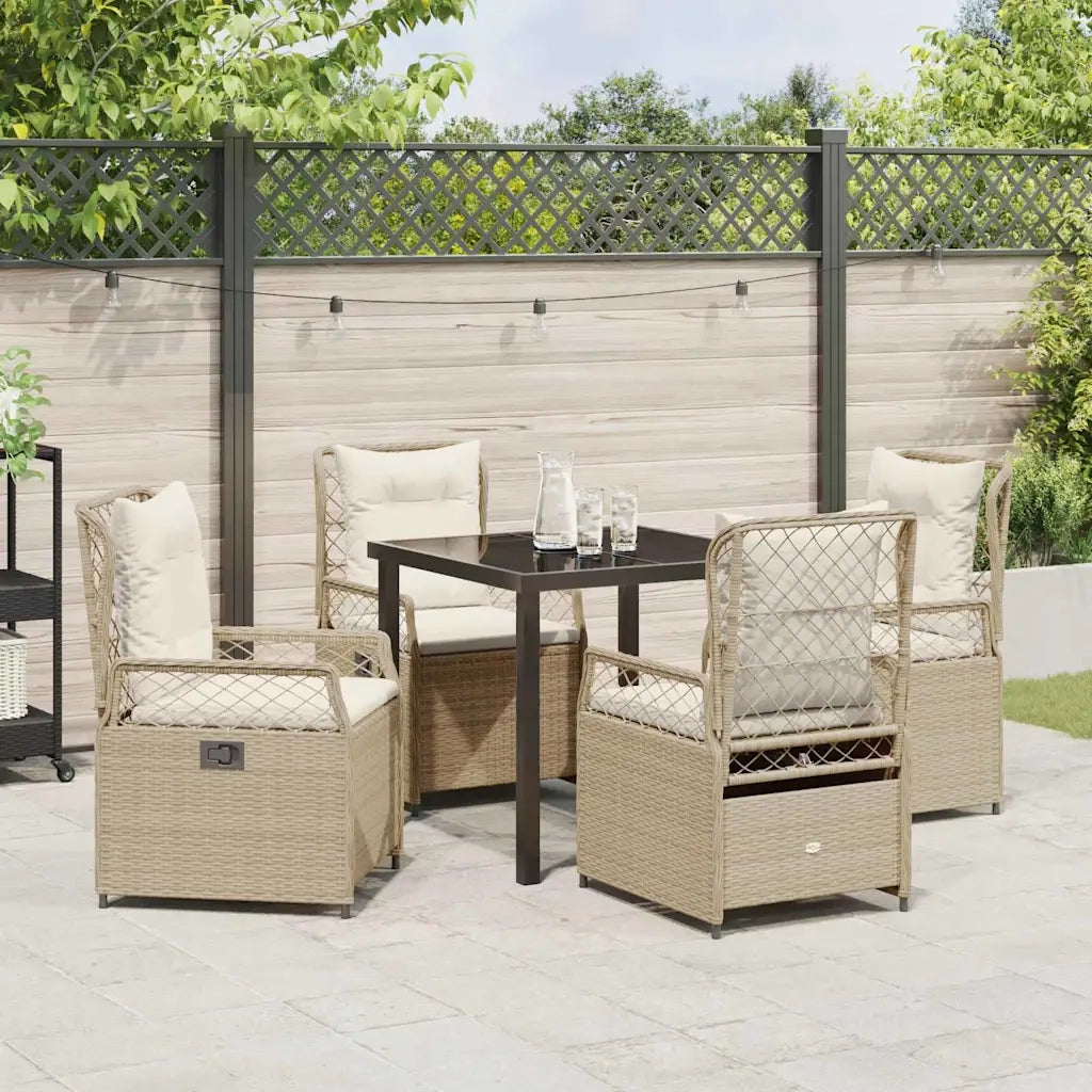 Set da Pranzo per Giardino 5 pcs Beige e Bianco Crema 3381010