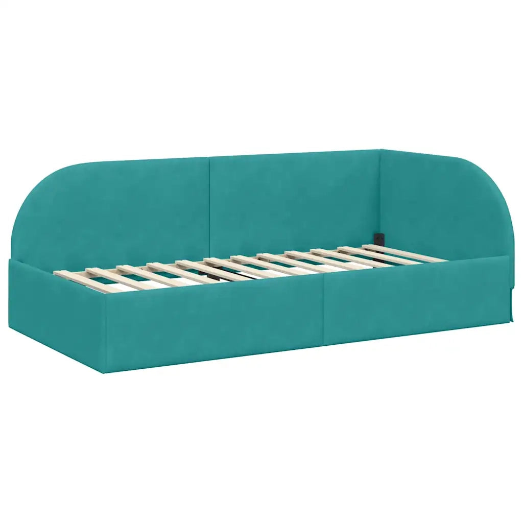 Struttura Letto Angolare con Materasso 2 pcs Turchese Velluto