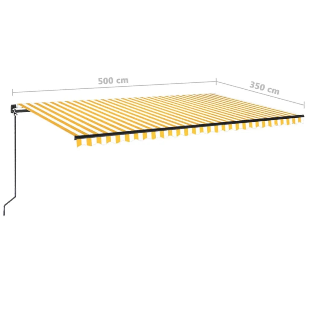 Tenda da Sole Retrattile Manuale 500x350 cm Gialla e Bianca 3069218