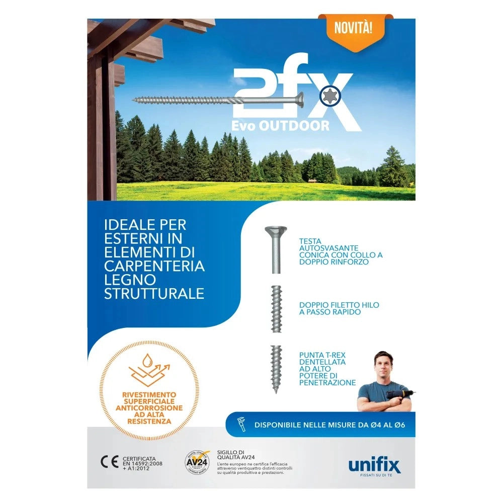 Vite per legno 6x120mm - 10 unità 2fx duofix evo outdoor impronta torx