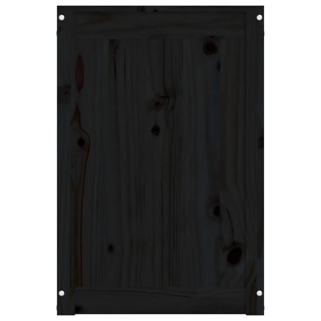 Contenitore per Bucato Nero 88,5x44x66 cm Legno Massello Pino