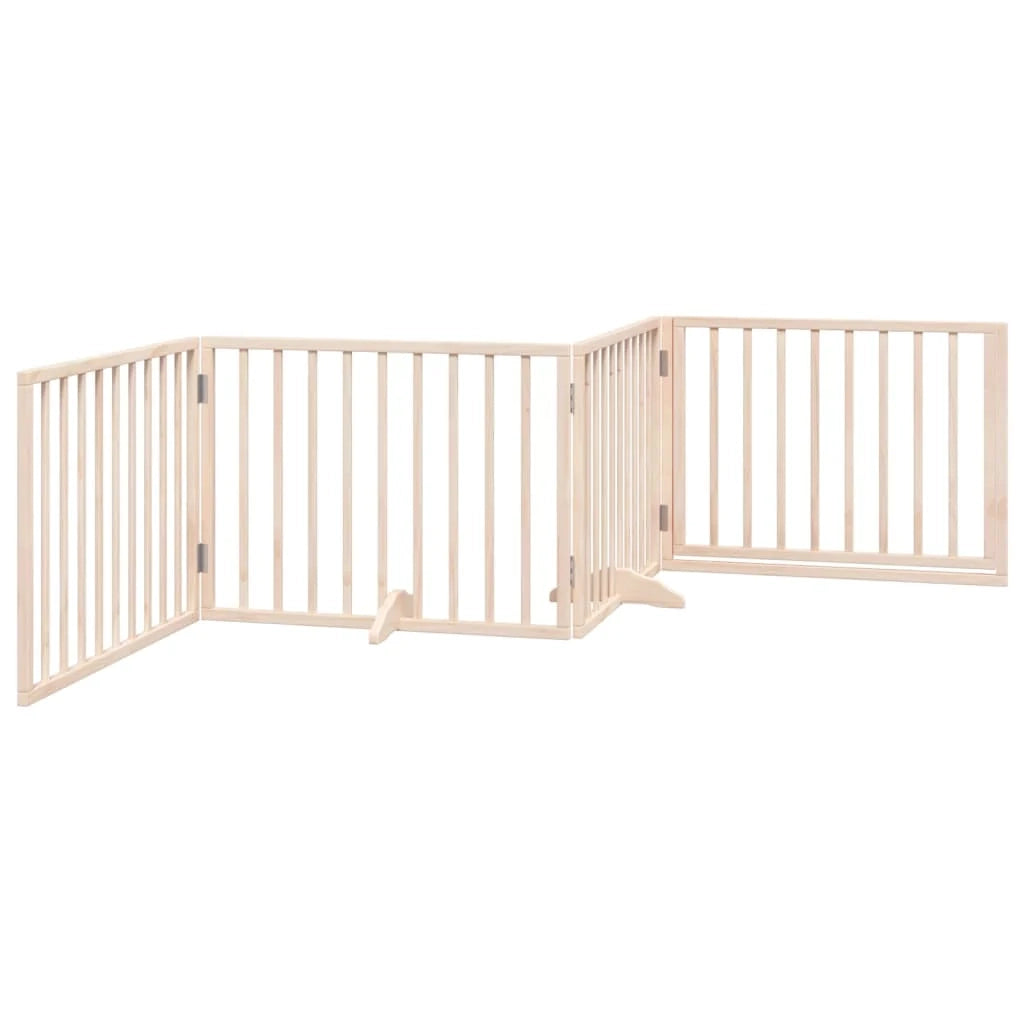 Cancelletto di sicurezza per cani con porta in legno di pioppo marrone a 4 pannelli 02_0023303