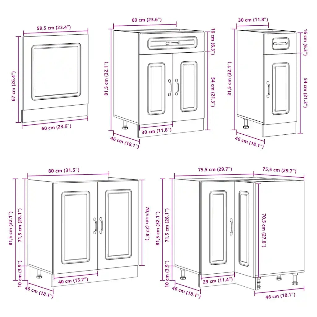 vidaXL Set Mobili da Cucina 11 pz Lucca Grigio Cemento in Truciolato