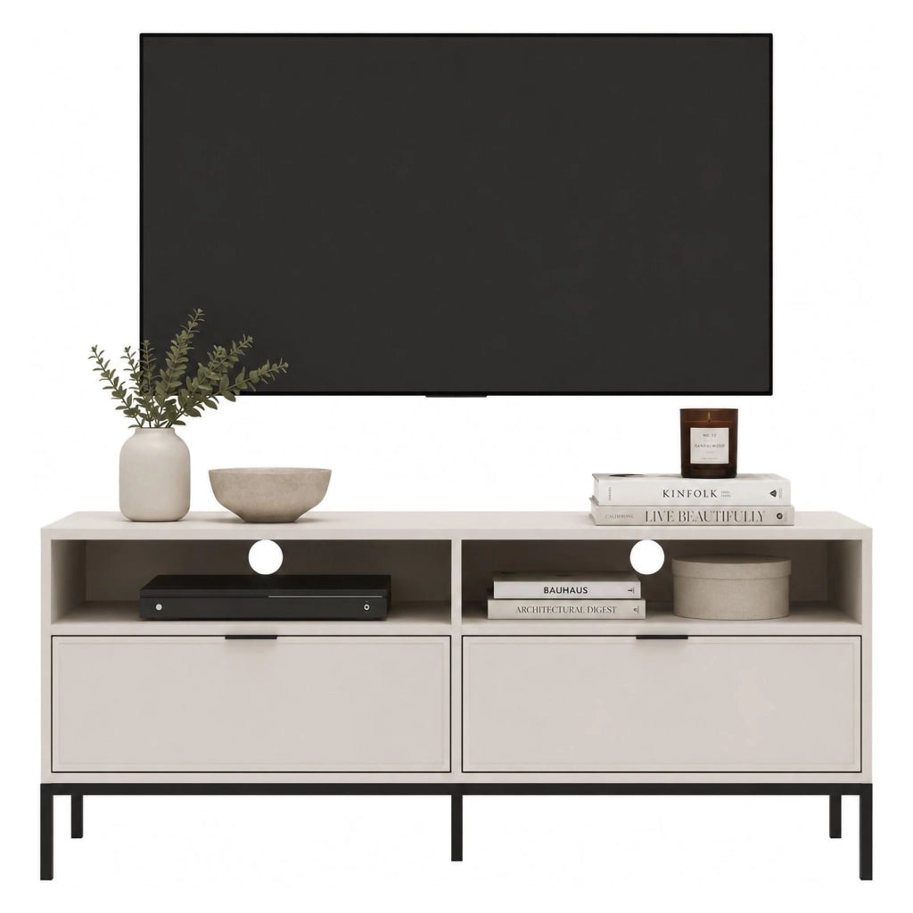 Liloraba, Mobile Porta tv 2 Cassetti, 150x40x60h cm Beige