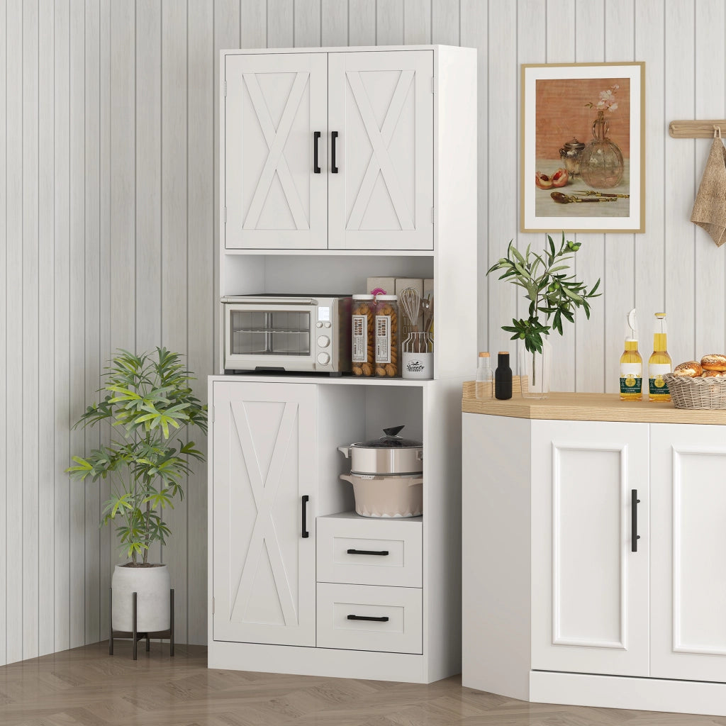 Armadio Cucina con Ante, Cassetti e Ripiani Regolabili ¨C zephmum ¨C Bianco 70x40x180 cm