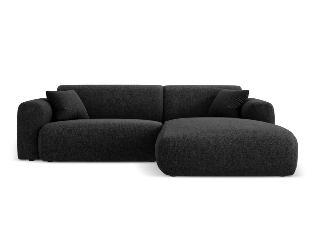 Cosmopolitan Design - Divano angolare destro "Nolio" 4 posti in ciniglia nero 