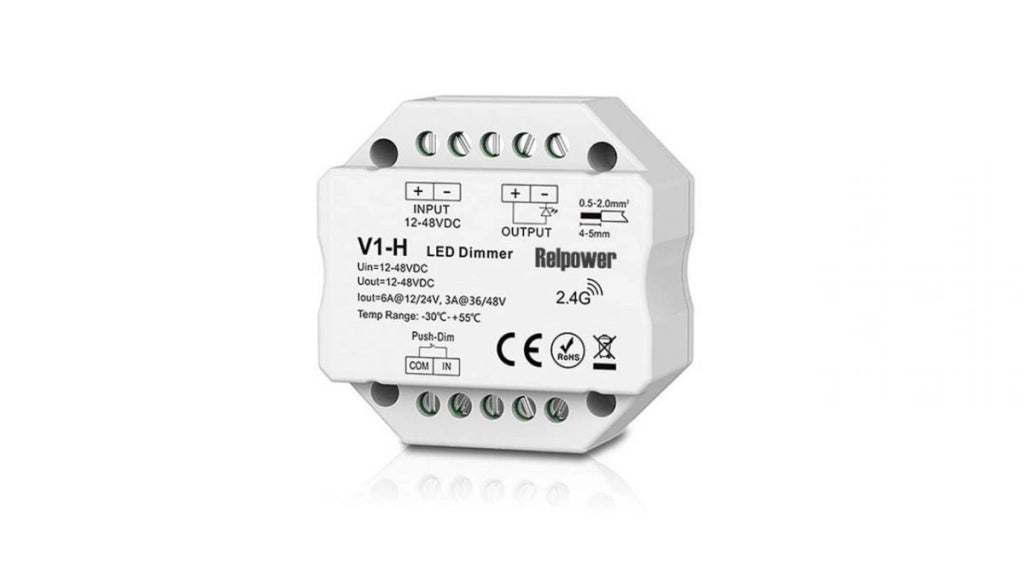 Mini Ricevente Centralina Dimmer Rele Push 6A 12-48V DC Corrente Continua RF 2,4G