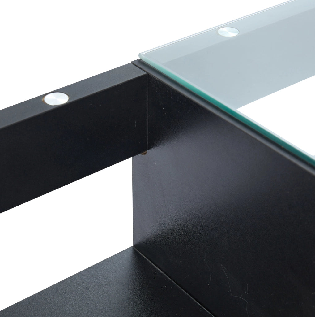 Mobile TV 180x40x46 cm con illuminazione LED e 2 cassetti in truciolato nero