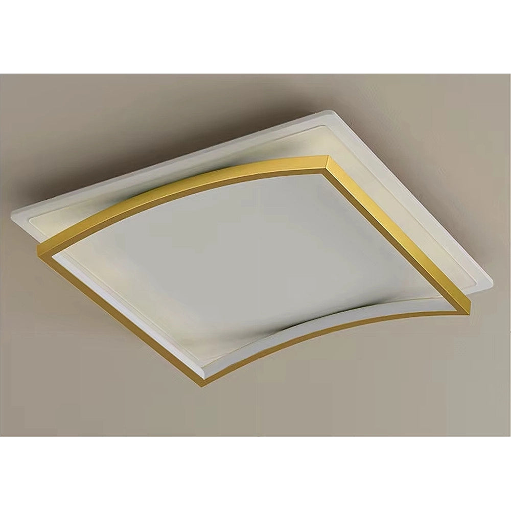 Trade Shop - Plafoniera Led 48w Quadrato Bianco Oro Design Moderno Soffitto Luce Fredda 71523 -