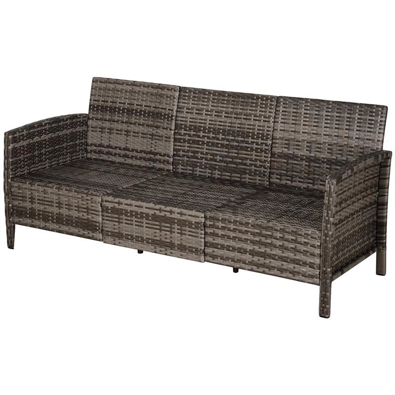 DIVANO 3 POSTI DA ESTERNI IN PE RATTAN CON CUSCINI A RIGHE GRIGIO 173X68X78CM