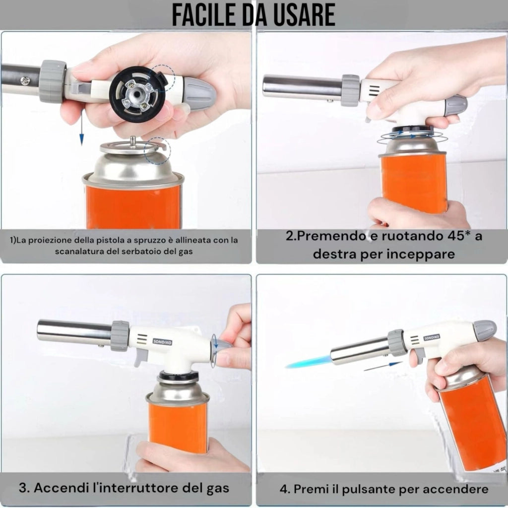 Mini Cannello Bruciatore Torcia A Gas Fiamma Ossidrica Caramellatore 1300°C VTH