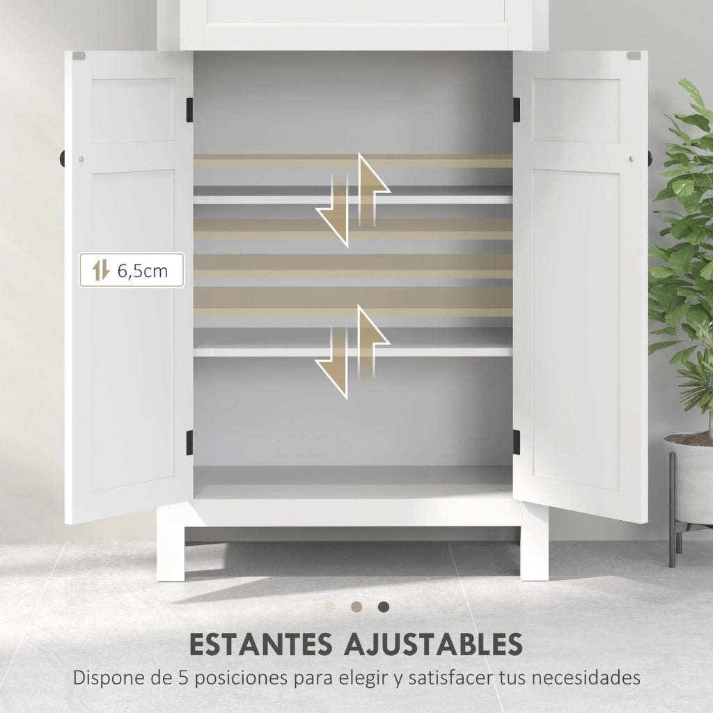 Colonna Bagno con Ante e Ripiani Regolabili ¨C zephmum ¨C Bianco 60x30x102,5 cm