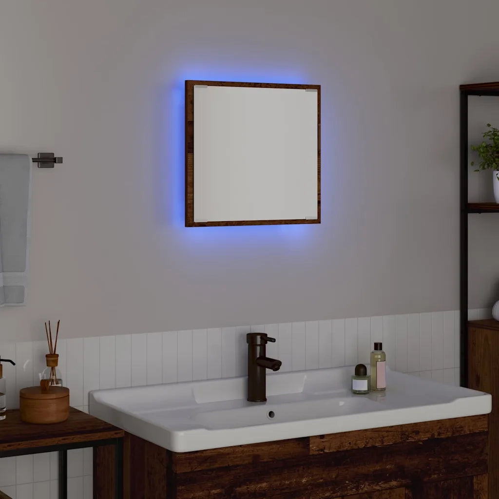 Specchio da bagno LED Legno vecchio 40 x 37 x 8.5 cm 875411