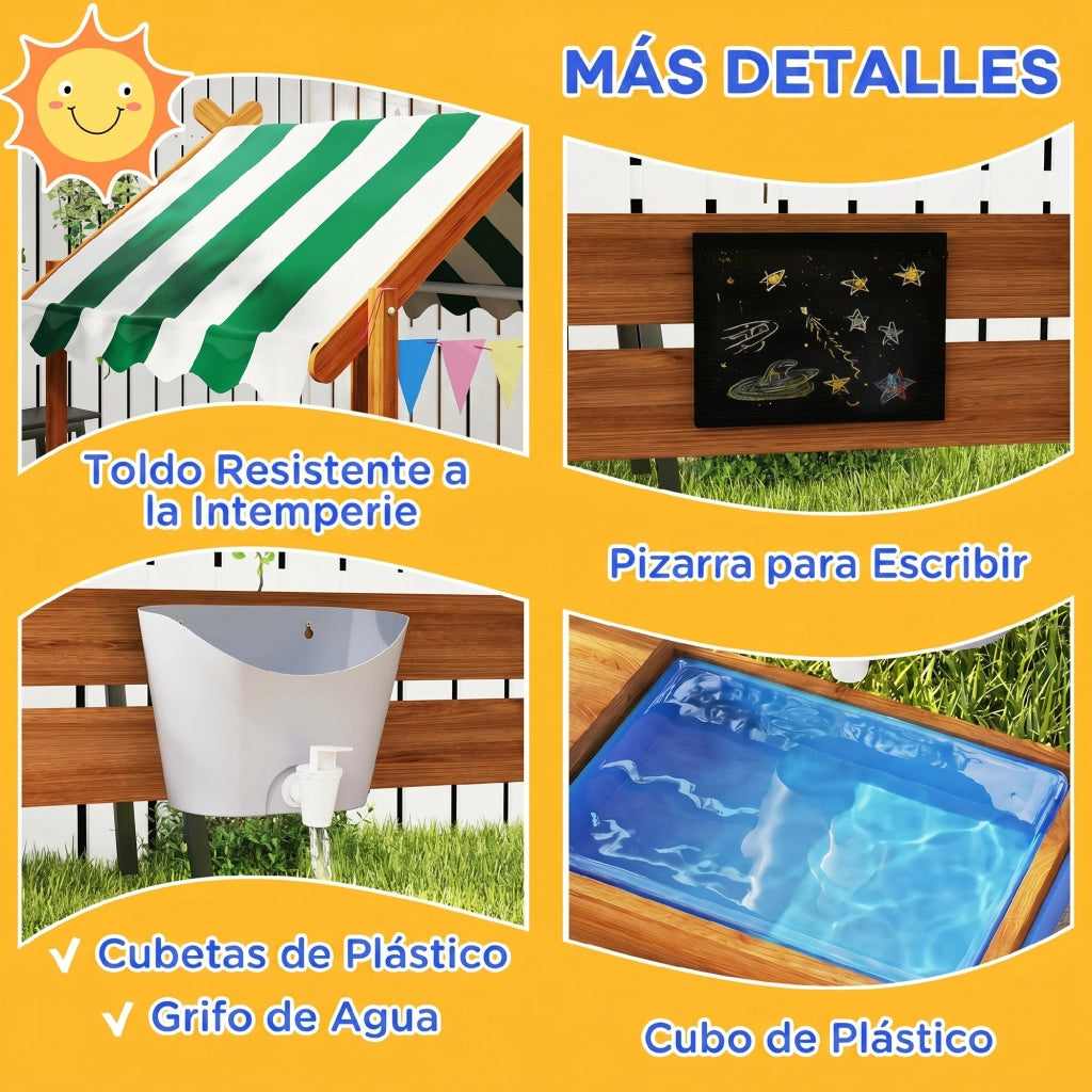 Casetta per bambini con sabbiera, toldo e lavagna ¨C zephmum ¨C arancione 124x116x146 cm