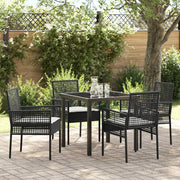 Set da Pranzo per Giardino con cuscino 5 pcs Nero polyrattan
