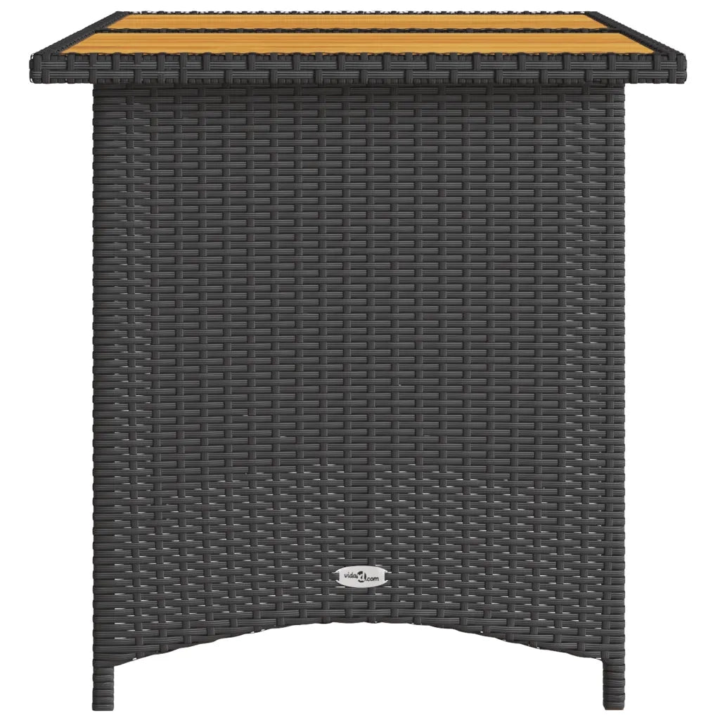 Tavolo da Giardino Piano in Legno Nero 110x68x70 cm Polyrattan 366355