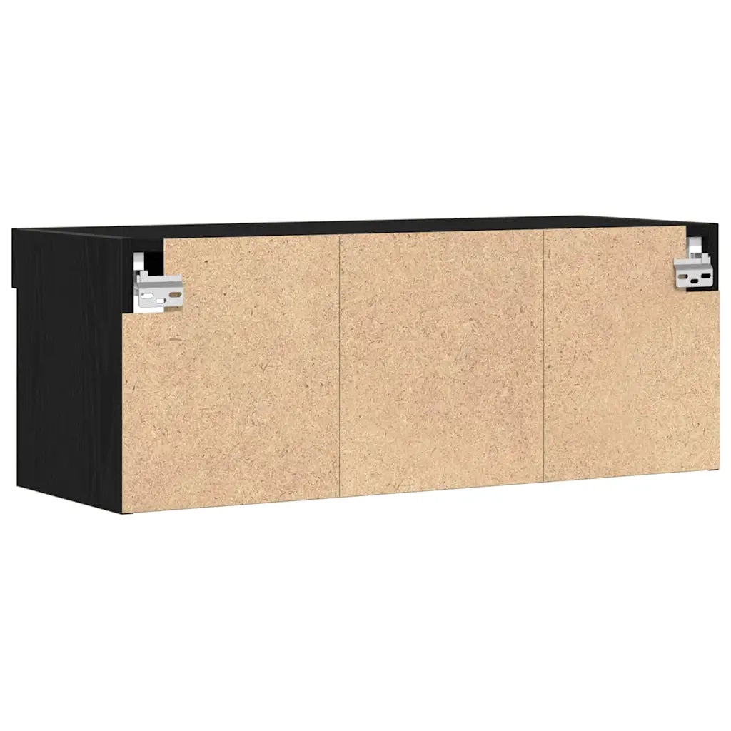 Set mobile TV con led 2 pz-Credenza per TV Rovere nero 80 x 30 x 30 cm