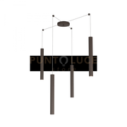 ROUND TUBE SOSPENSIONE 4 LUCI MARRONE CAVO CM.250 CON BASE 1174-S4-MA