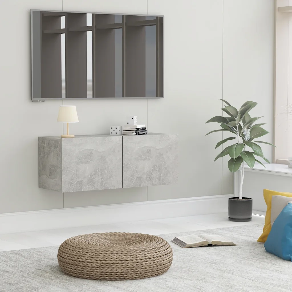 Mobile Porta TV Grigio Cemento 80x30x30 cm in Legno Multistrato 801476