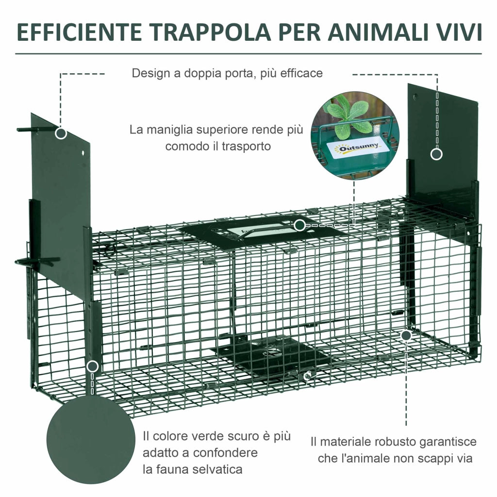 Gabbia Trappola per Animali ¨C zephmum ¨C Verde Scuro 60x18x20cm