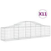 Cestini gabbioni recinzione a gabbia muro di contenimento ad arco 11 pezzi 200 x 30 x 40/60 cm ferro zincato argento 02_0040316