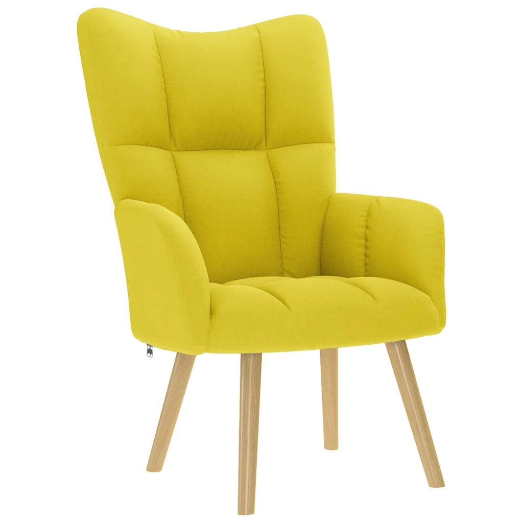Sedia Relax con Poggiapiedi Giallo Chiaro in Tessuto 4016787