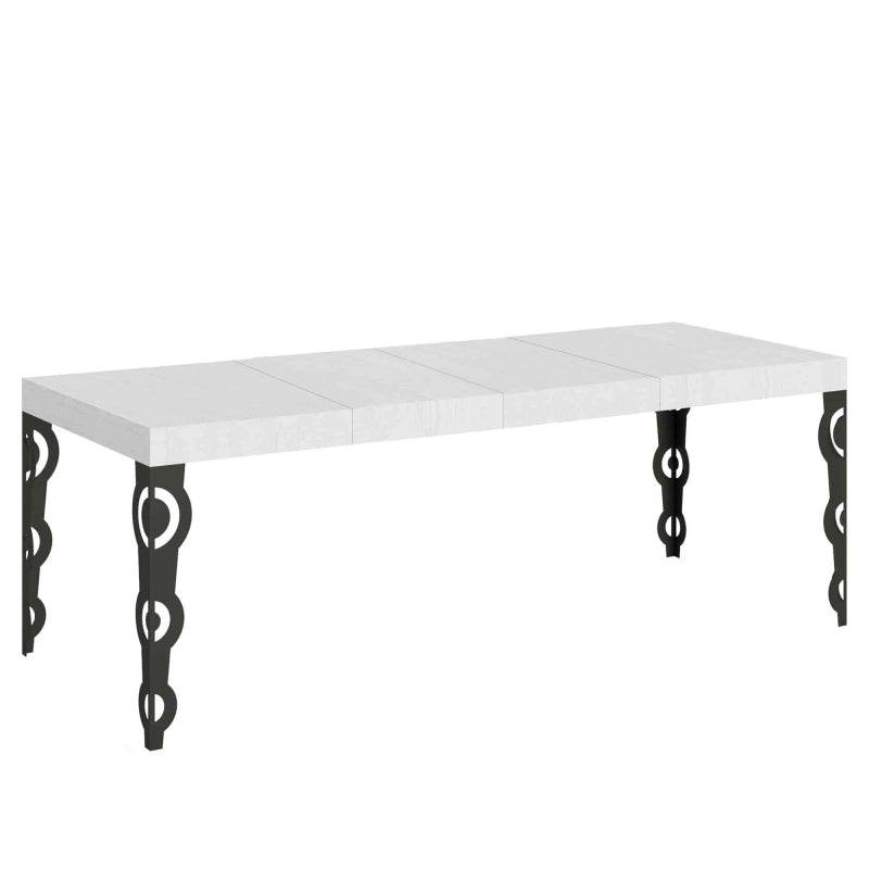 Tavolo allungabile 90x180/284 cm Karamay Premium telaio Antracite - Bianco Frassino