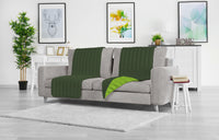 Copriseduta Divano Trapuntato in Microfibra Doubleface Verde Mela/Verde Scuro