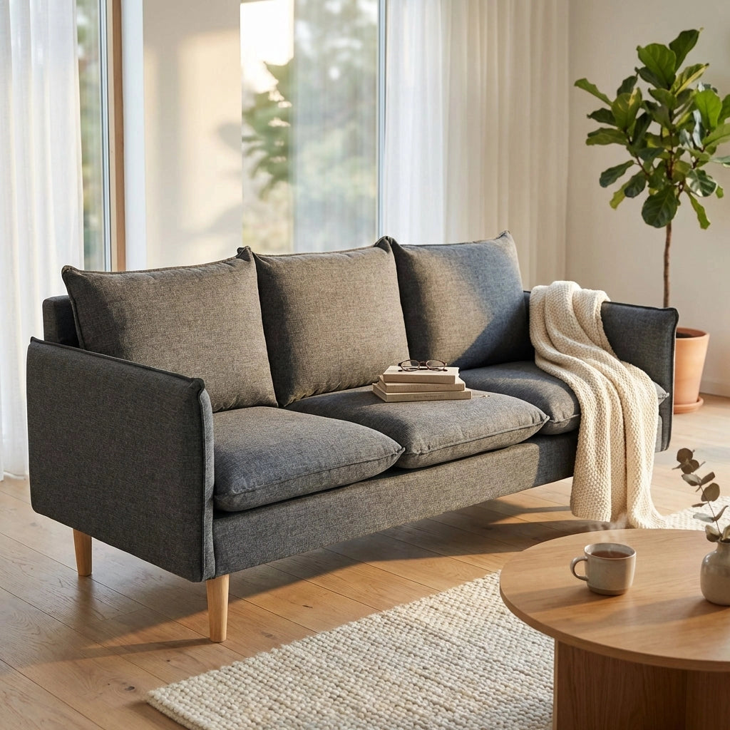 Divano 3 posti stile scandinavo in Tessuto cm 188x82x84 - LEO
