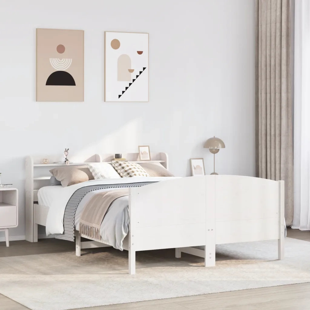 Letto senza Materasso-Struttura Letto Bianco 140x200 cm Legno Massello di Pino 837731