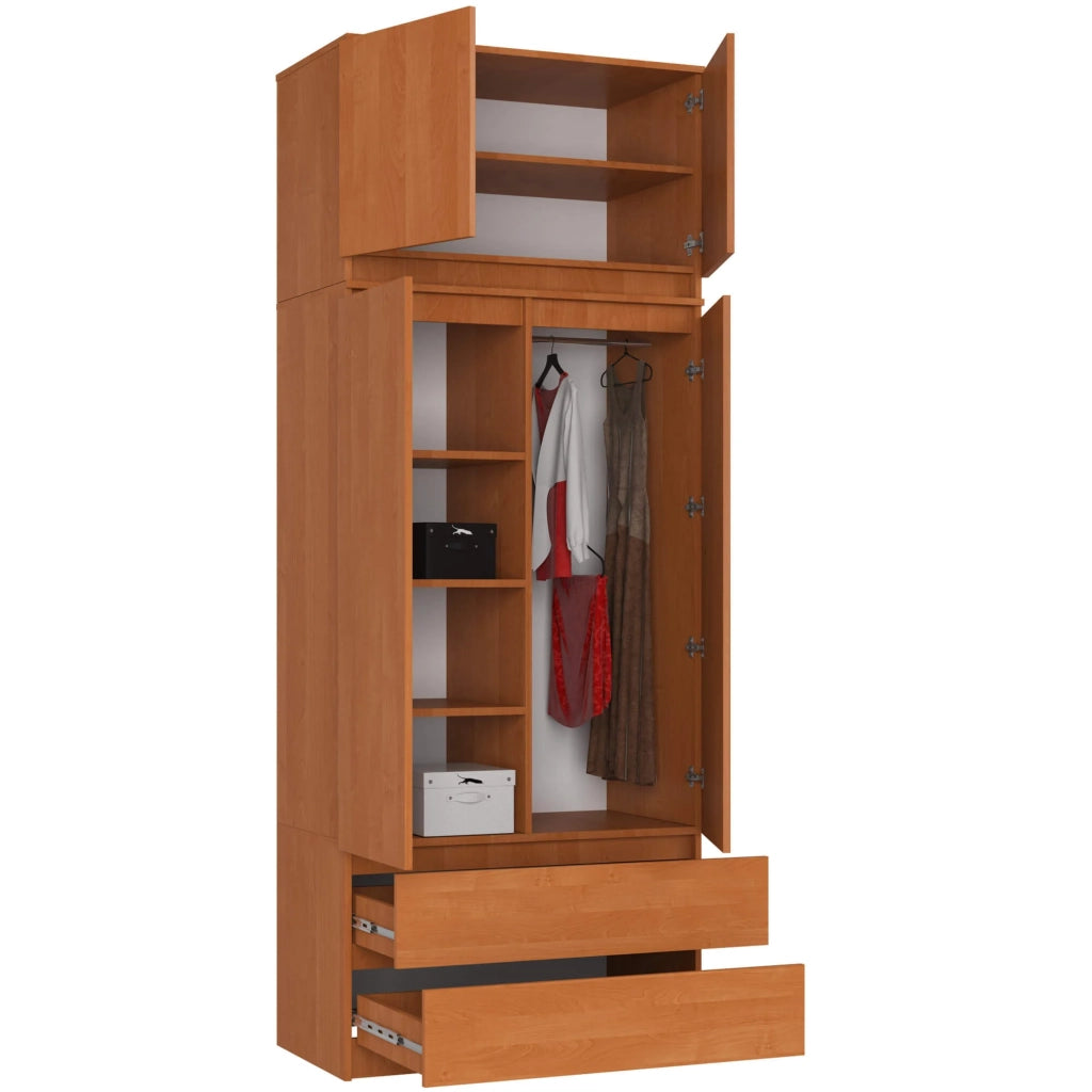 Armadio AKORD S90 con sopralzo Ontano 90 cm 2 ante 2 cassetti 90x51x234 cm