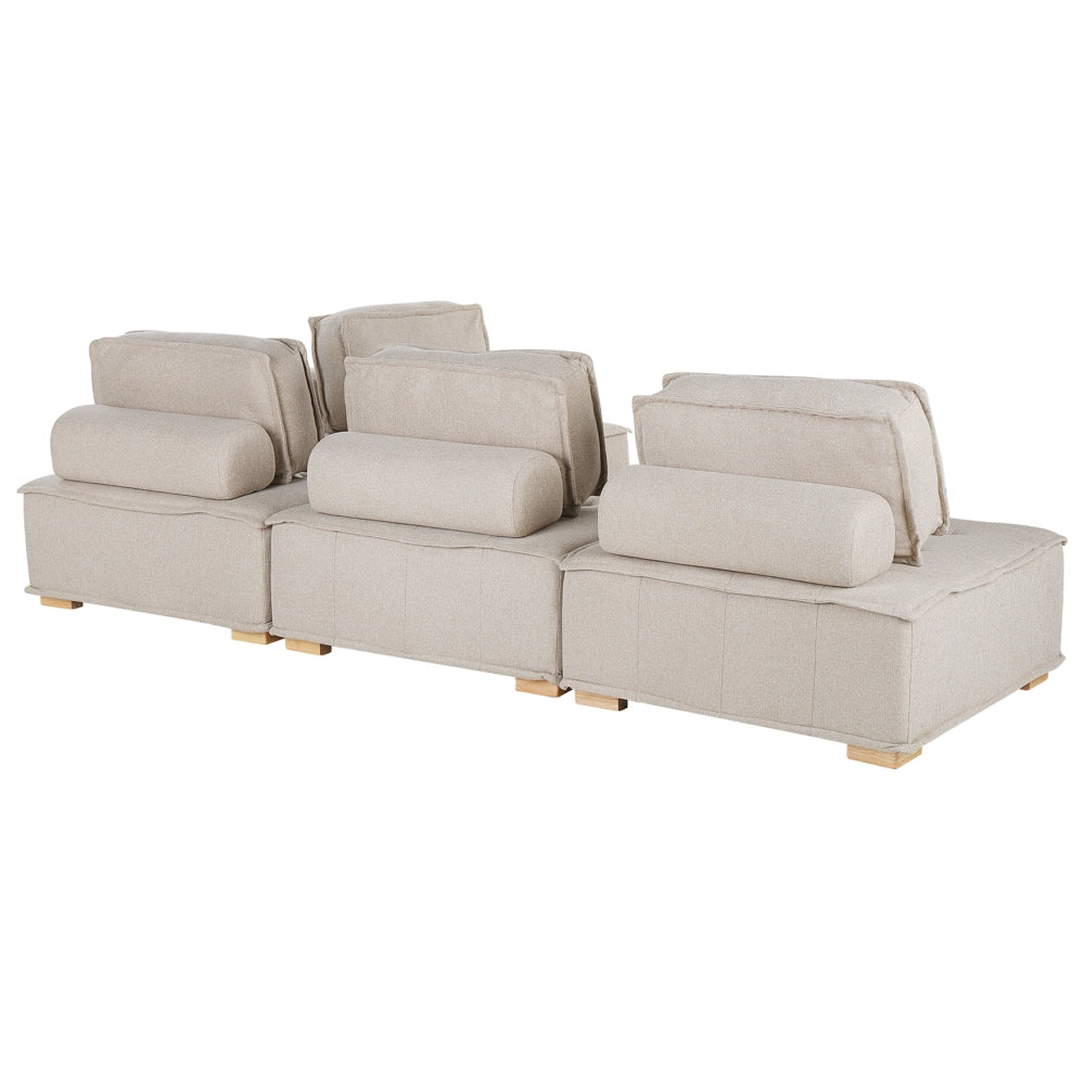 Divano ad Angolo Beige Tessuto Poliestere 300 x 200 cm Imbottito 4 Posti Modulare a Forma di L Scandinavo Moderno