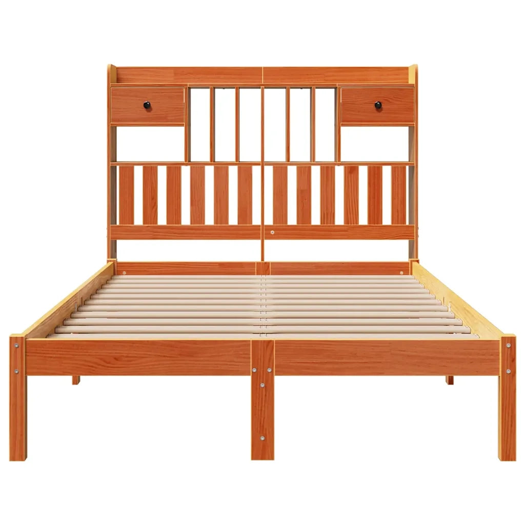Letto Libreria senza Materasso Marrone Cera 135x190 cm in Pino 3321639