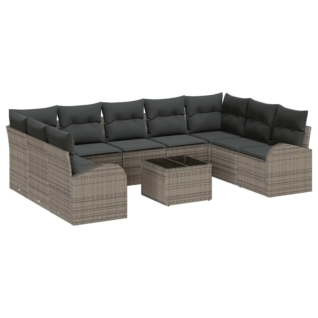 Set Divano da Giardino con cuscino 10 pcs Grigio polyrattan 3354878