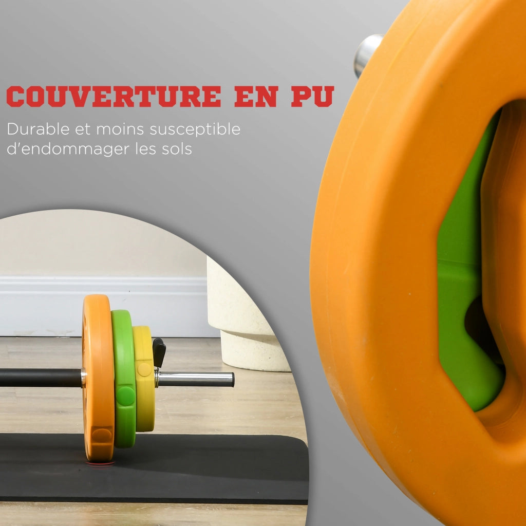 Set manubri e bilanciere 20 kg ¨C Minimal ¨C arancione, verde, giallo