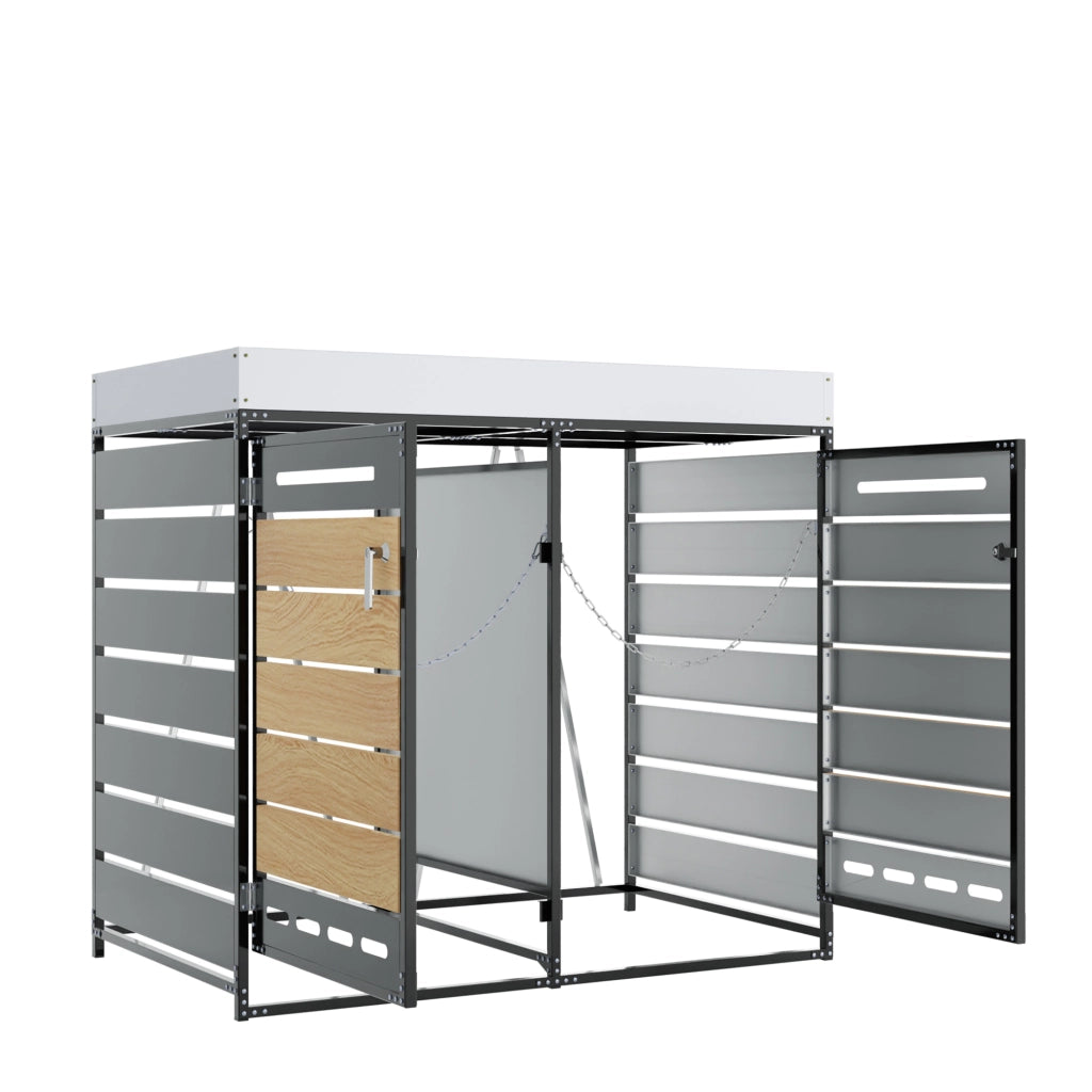 Box Portarifiuti con Fioriera ¨C MINIMAL ¨C Legno, Metallo, con Serratura