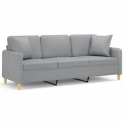 Divano | Divano da soggiorno | Sofa a 3 Posti con Cuscini Grigio Chiaro 180 cm in Tessuto
