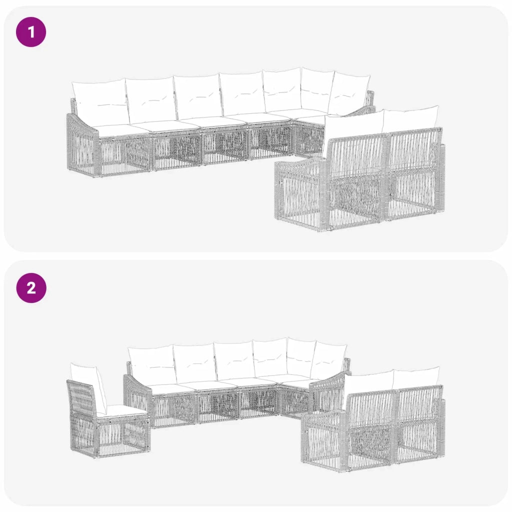 Set Divano da Giardino 8 pcs Nero polyrattan 3436066