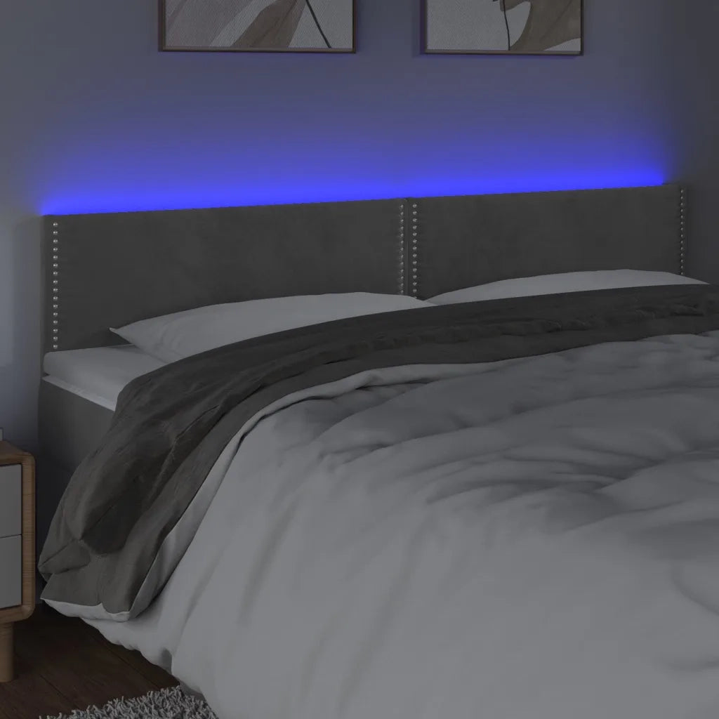 Testiera a LED Grigio Chiaro 200x5x78/88 cm in Velluto 3121538