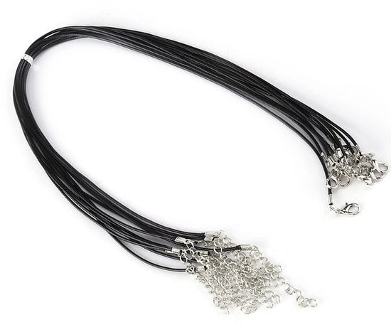 Cordone per Collana con Chiusura a Carabina - 10 Pezzi - Filo Verstilabile - Filo Laccato - Cordone per Collana - Diametro 1,5 Mm - Lunghezza 46 Cm