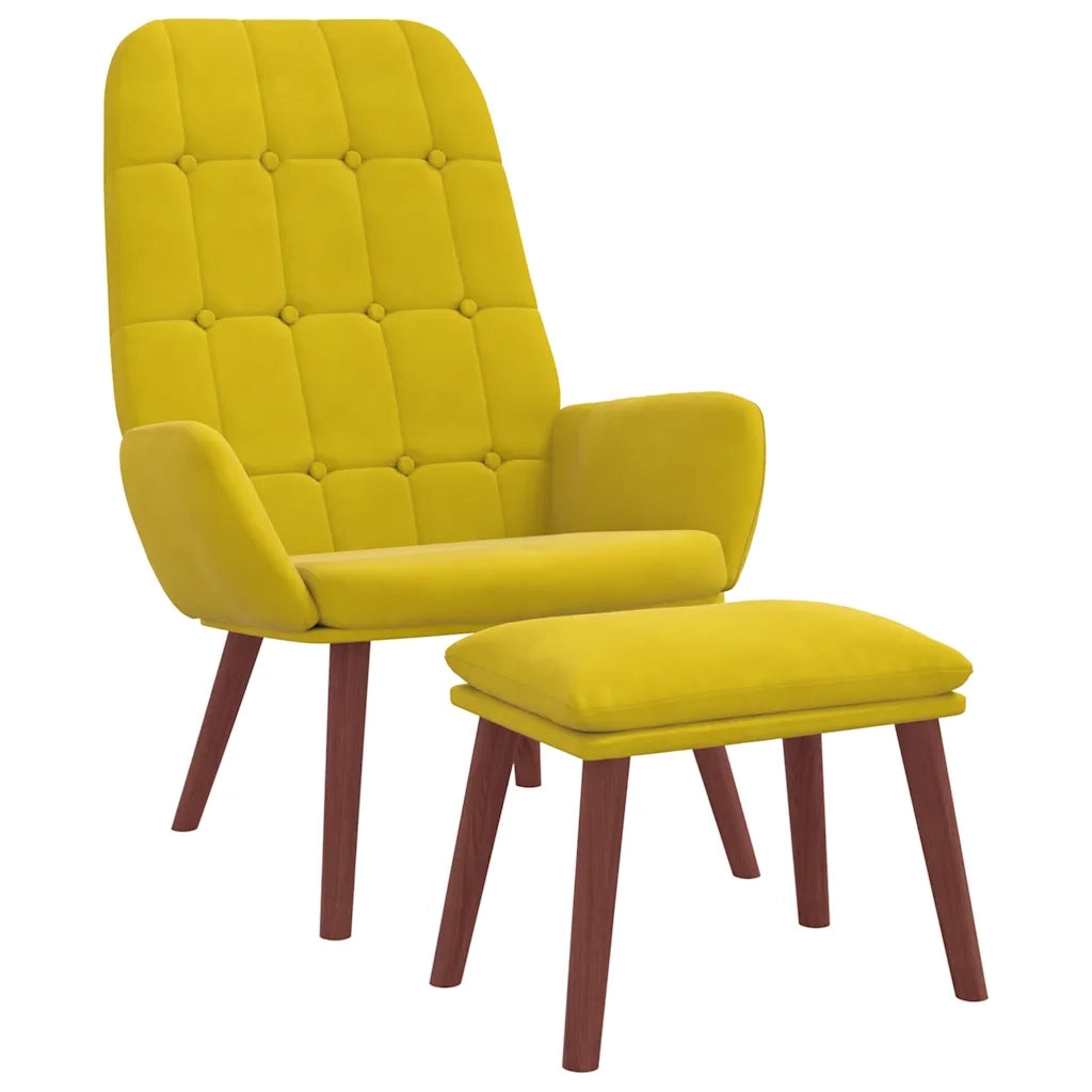 Divano Sedia-Poltrona Relax con Poggiapiedi Giallo in Velluto 680862