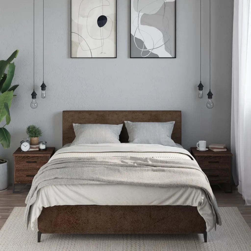 Set di 2 Comodini | Armadio da Notte | Mobiletto da notte Rovere Marrone 40x41x40 cm in Legno Multistrato